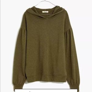 Madewell Pleat-Sleeve Shrunken Hoodie Sweatshirt